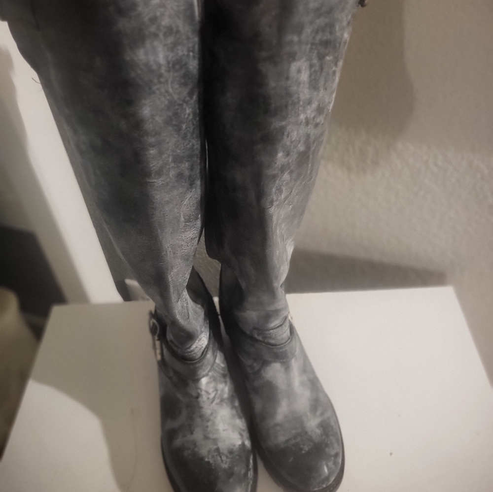 Freebird Roady distressed black boot to the knee